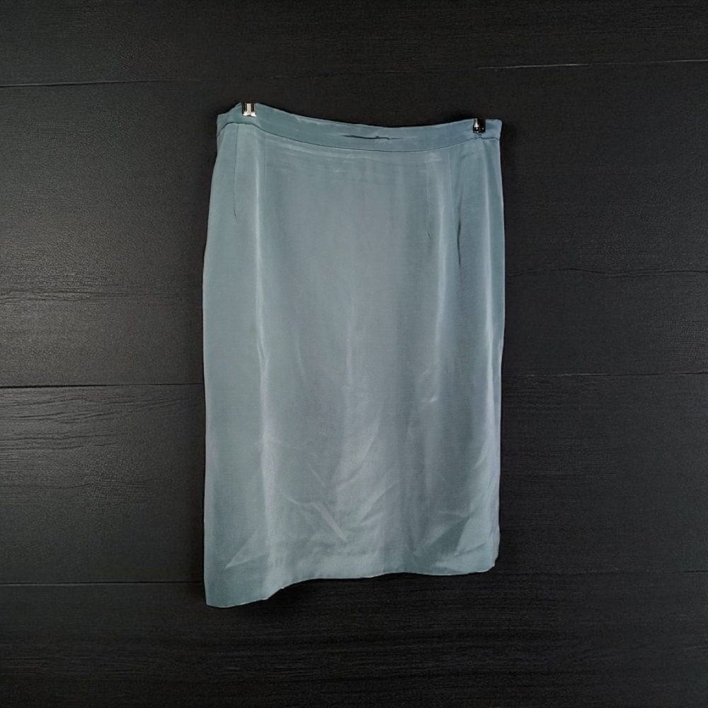 Classiques Entier 16W Light Blue Silk Pencil Skirt
